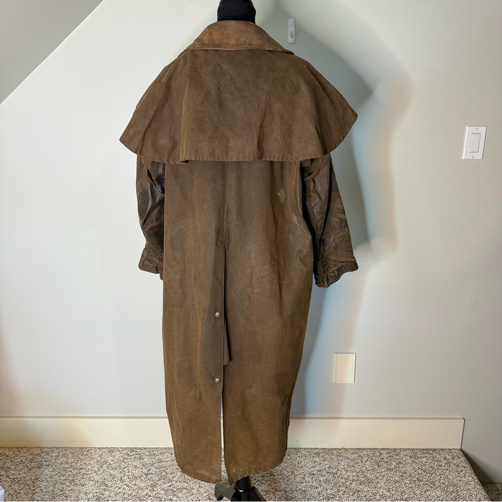 AUSTRALIAN OUTBACK COLLECTION Vintage Oilskin Drover Coat Duster Riding Unisex - Picture 7 of 16